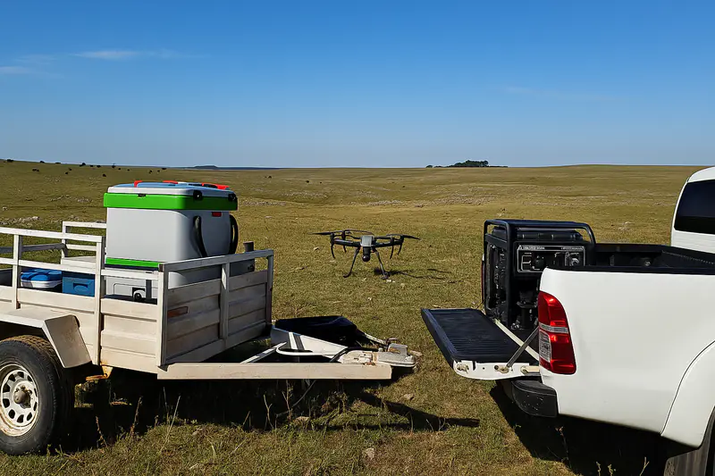 Dron autónomo aplicando herbicida con precisión